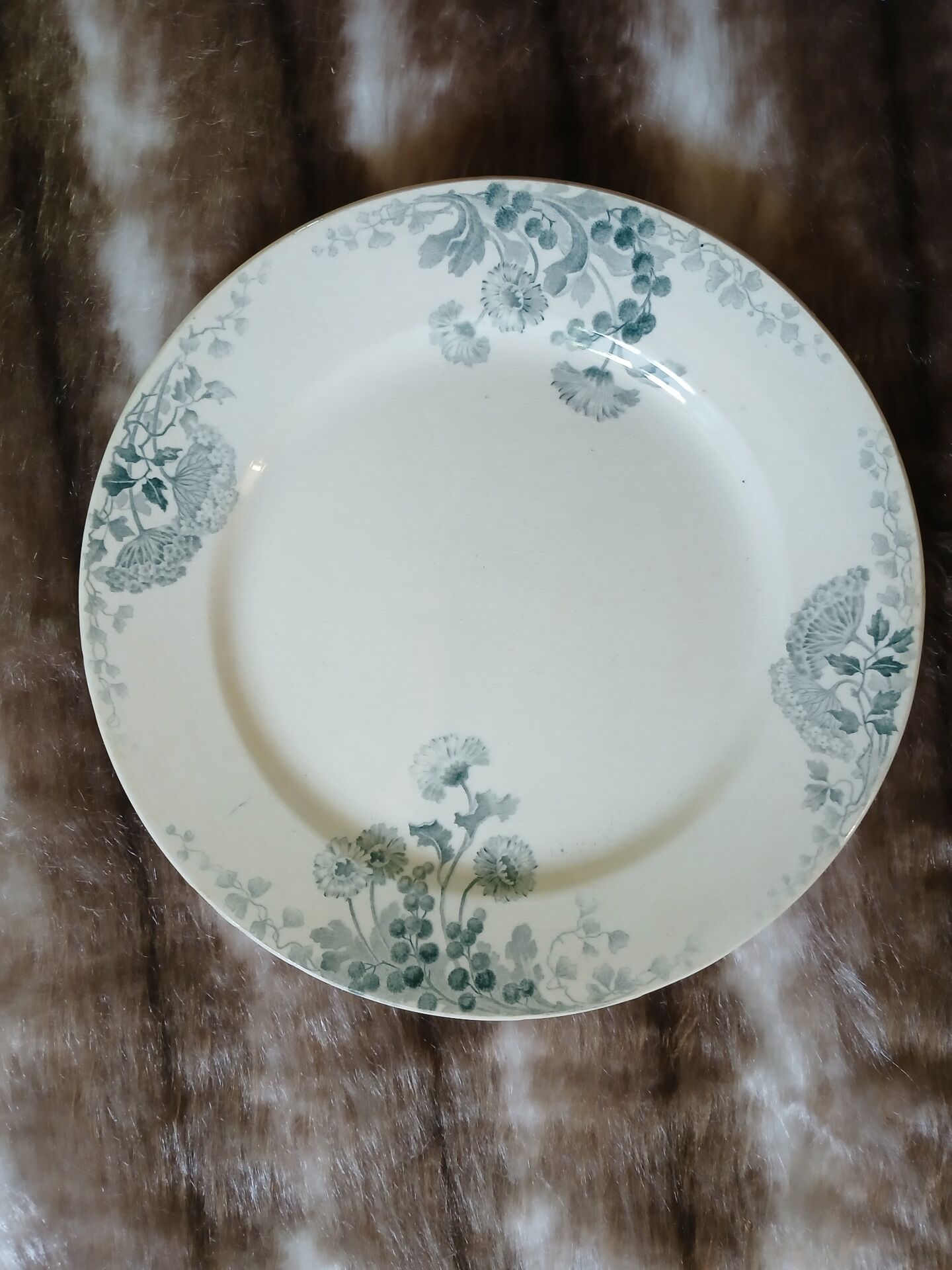 13 mismatched flat plates in ironstone