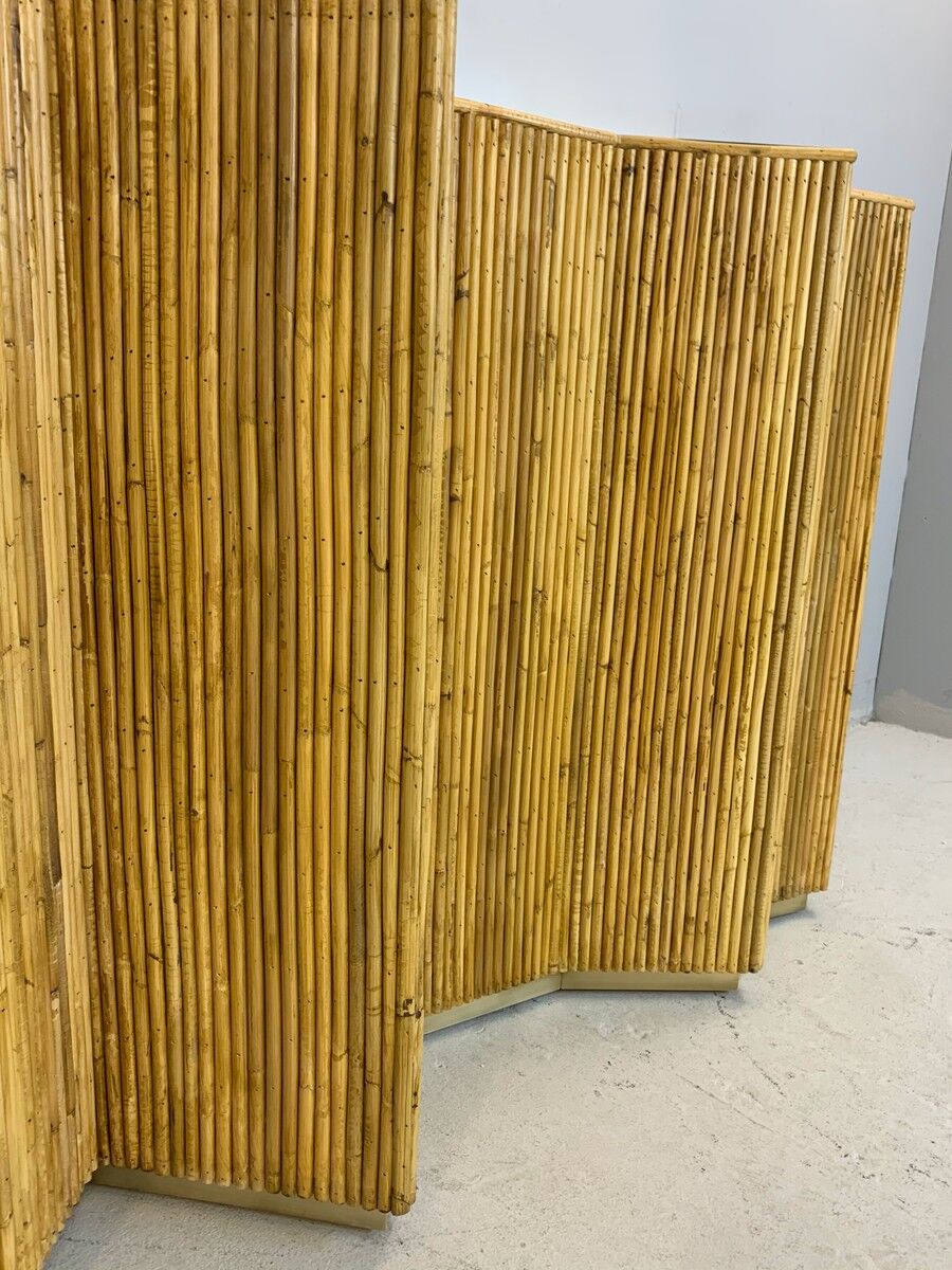 Contemporary glass and rattan console, Italy