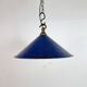 Industrial British Blue Enamel Factory Pendant Lamp, 1950s