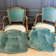 Pair of Louis XV style convertible armchairs Light wood 1900