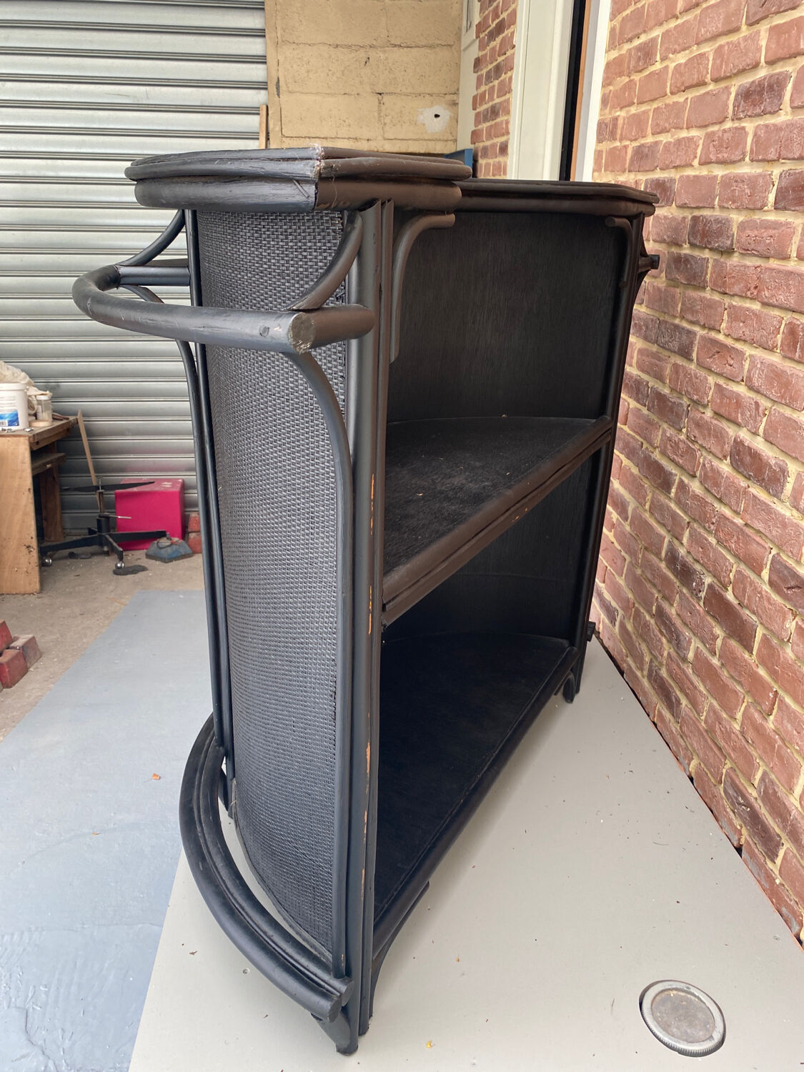 Vintage black rattan bar