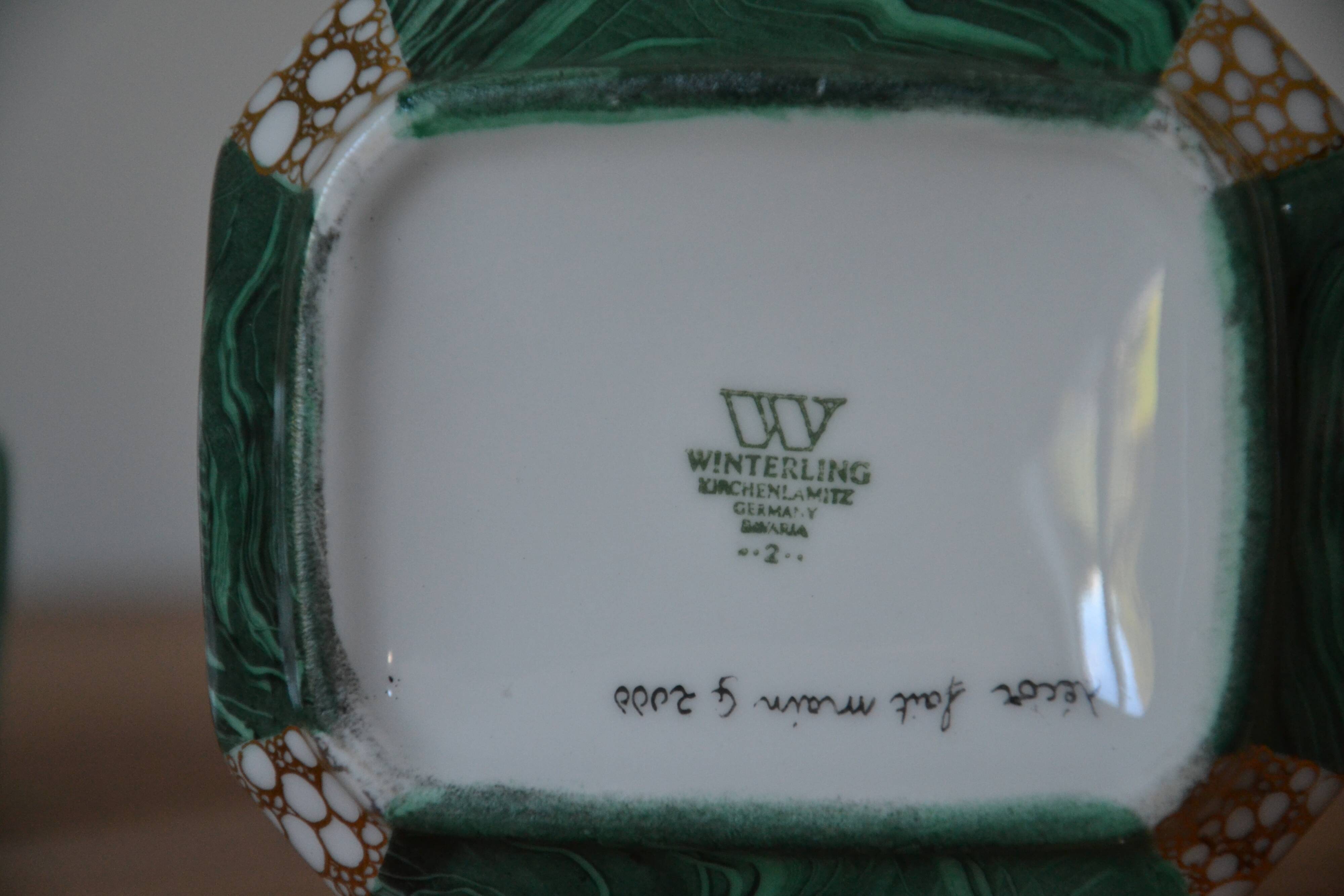 Winterling Germany malachite and gold candy box