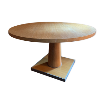 Round table in brushed oak, B&B Italia Apta collection for Maxalto