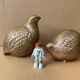 Pair of Art Deco copper quails