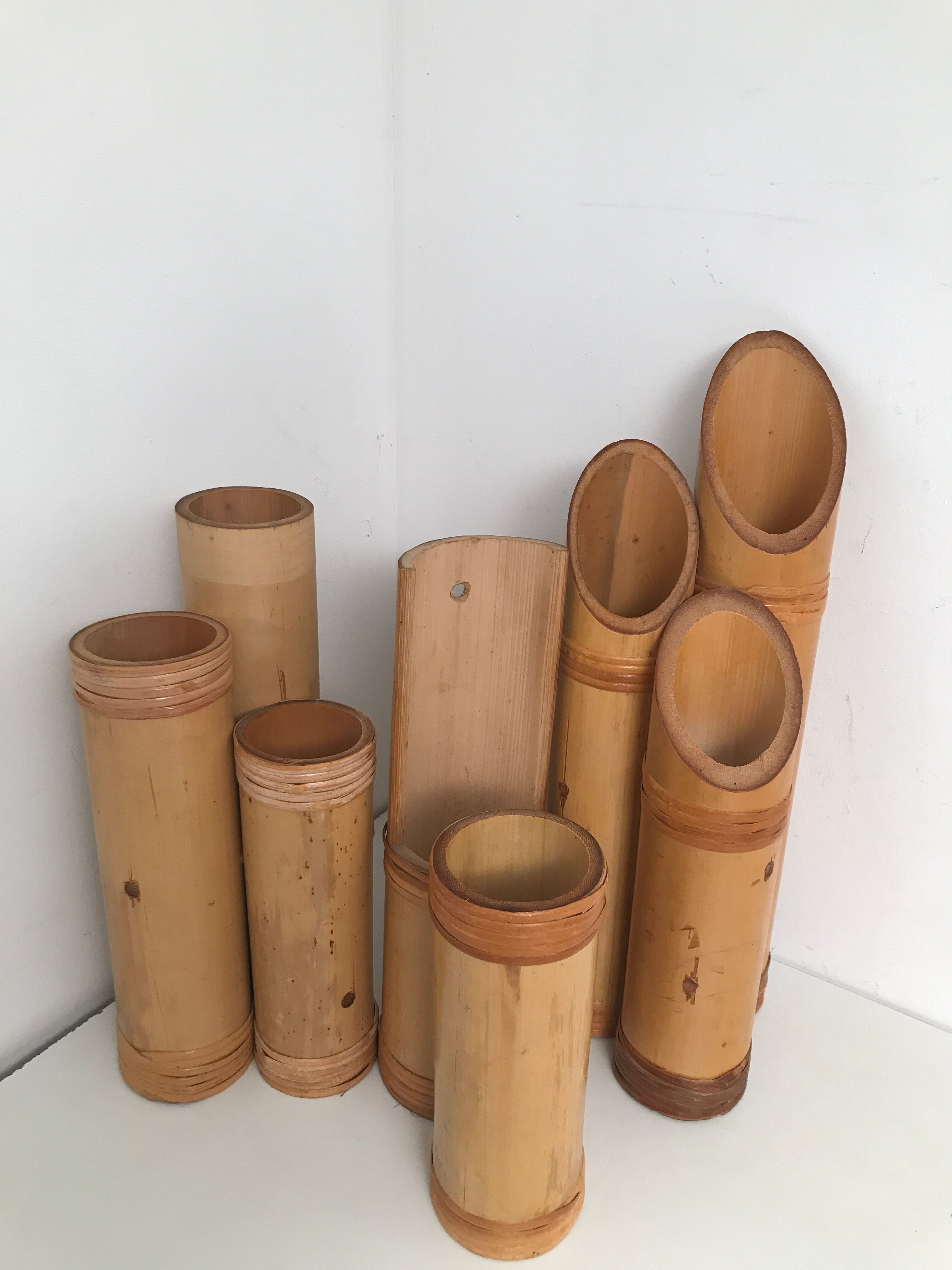 Lot of vintage natural bamboo vase