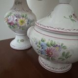 Clamecy - Colas Roger - Hand-painted earthenware lamp and candy box set