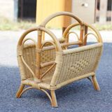 Bamboo rattan magazine holder