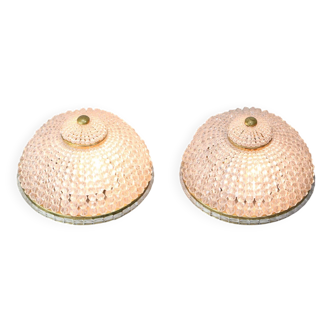 Mid-Century Czech Crystal and Brass Wall Lamp in Brass, 50s, set of 2