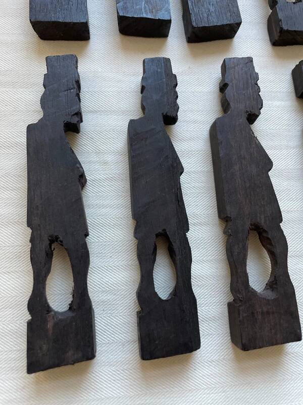 12 Carved Ebony Knife Holders in African Style