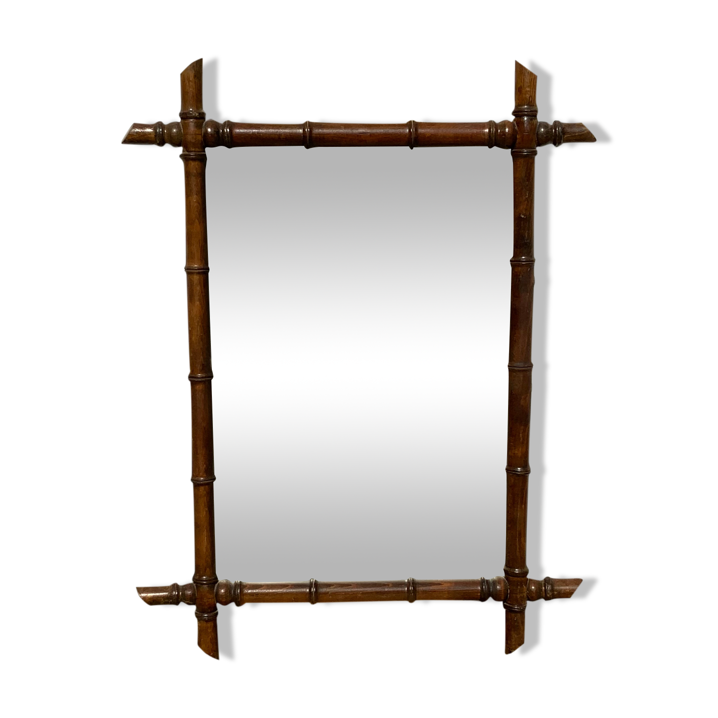 Antique wooden mirror vintage bamboo style large format XL
