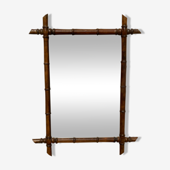 Miroir ancien en bois style bambou vintage grand format XL