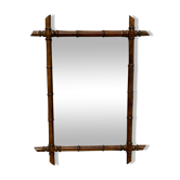 Miroir ancien en bois style bambou vintage grand format XL