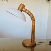 Scandinavian articulated lamp in pine and plastic 1970