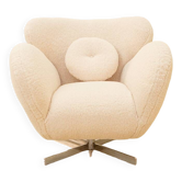 Fauteuil rotatif "Bear" en laine bouclée 80's