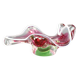 Mid-century pink and green Czech art glass bowl by Josef Hospodka.