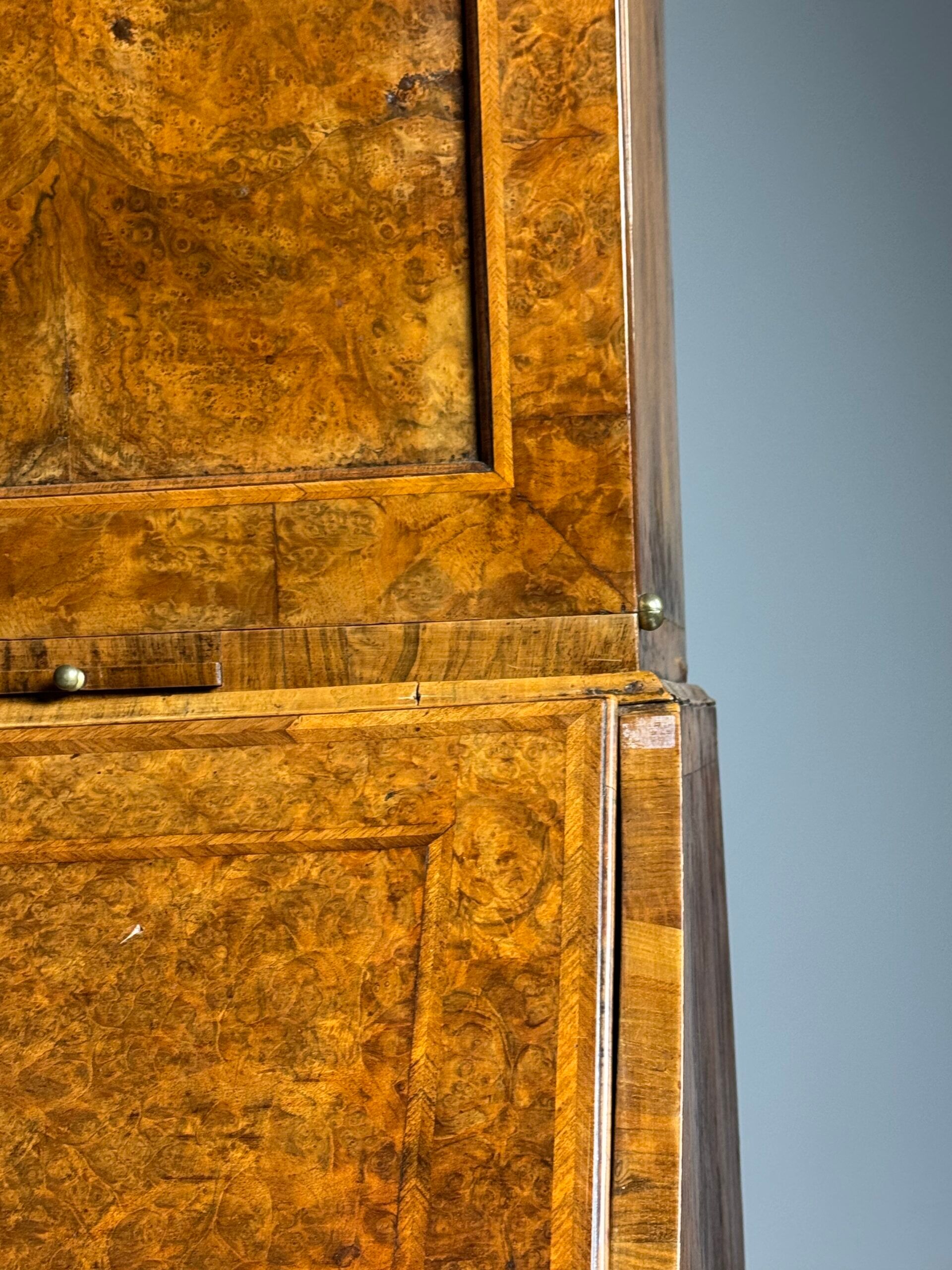 Burr walnut bureau bookcase 19th century