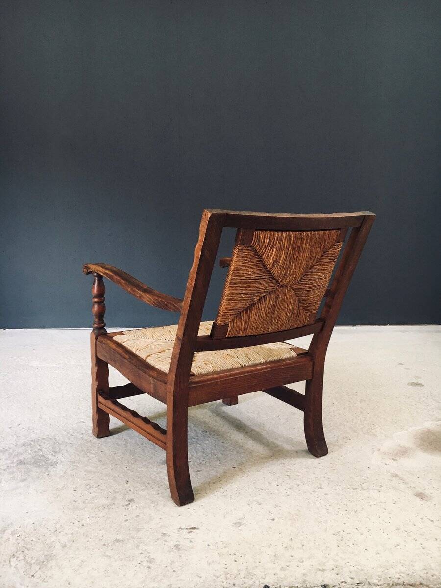 Arts & Crafts Handcrafted Low Lounge Armchairs, Belgium, 1920s, Set of 2