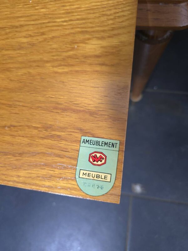 Paire de tables de chevet vintage en chêne et miroir