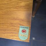 Paire de tables de chevet vintage en chêne et miroir