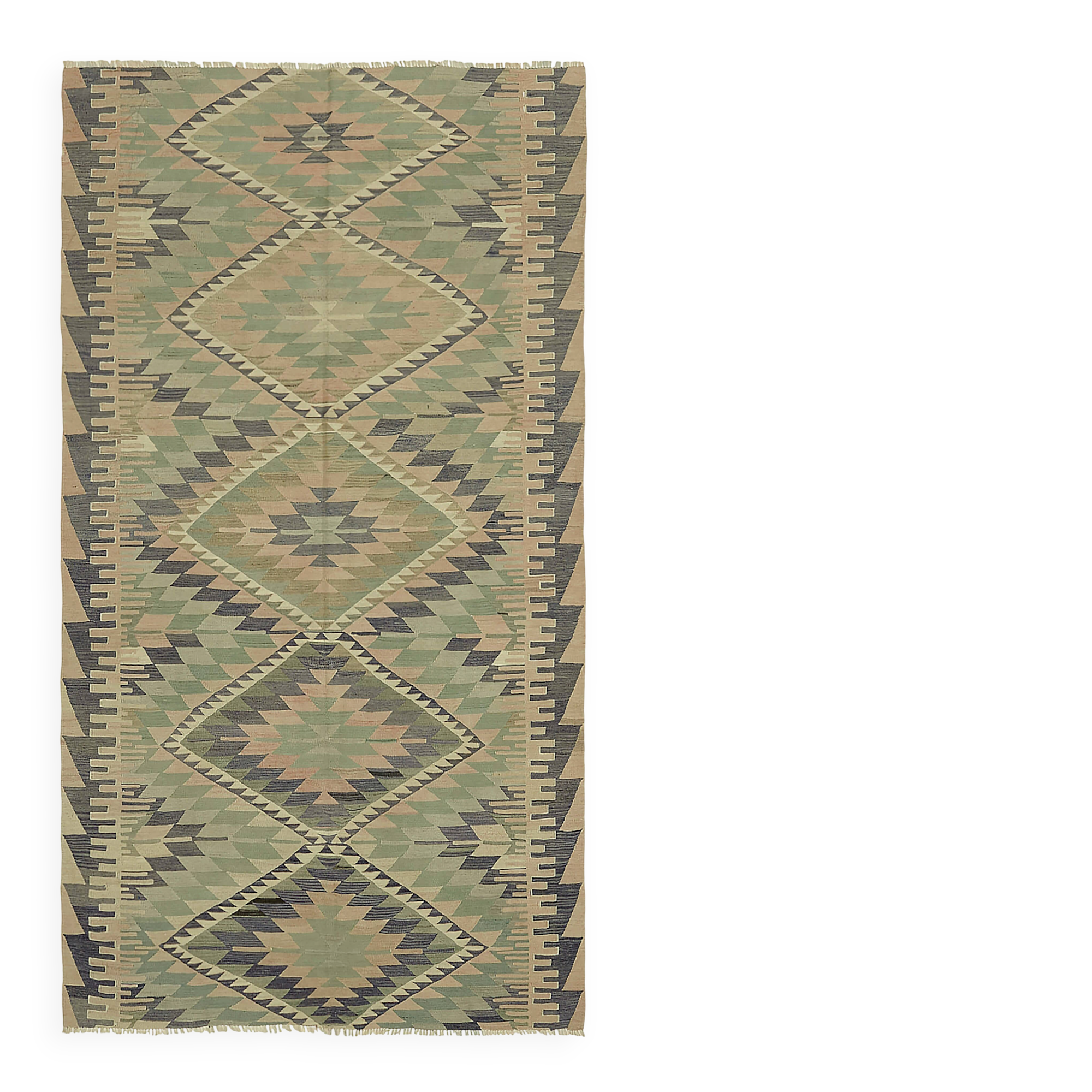 Turkish Handmade Vintage Anatolian Kilim 165 cm x 306 cm