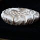 Round cushion in pleated satin fabric, diameter 39 cm