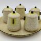 5 ceramic pots and tray Jean Maubrou Puisaye