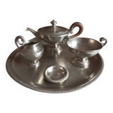 Shiny pewter tea set