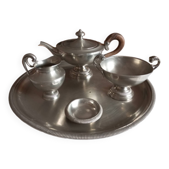 Shiny pewter tea set