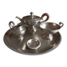 Shiny pewter tea set