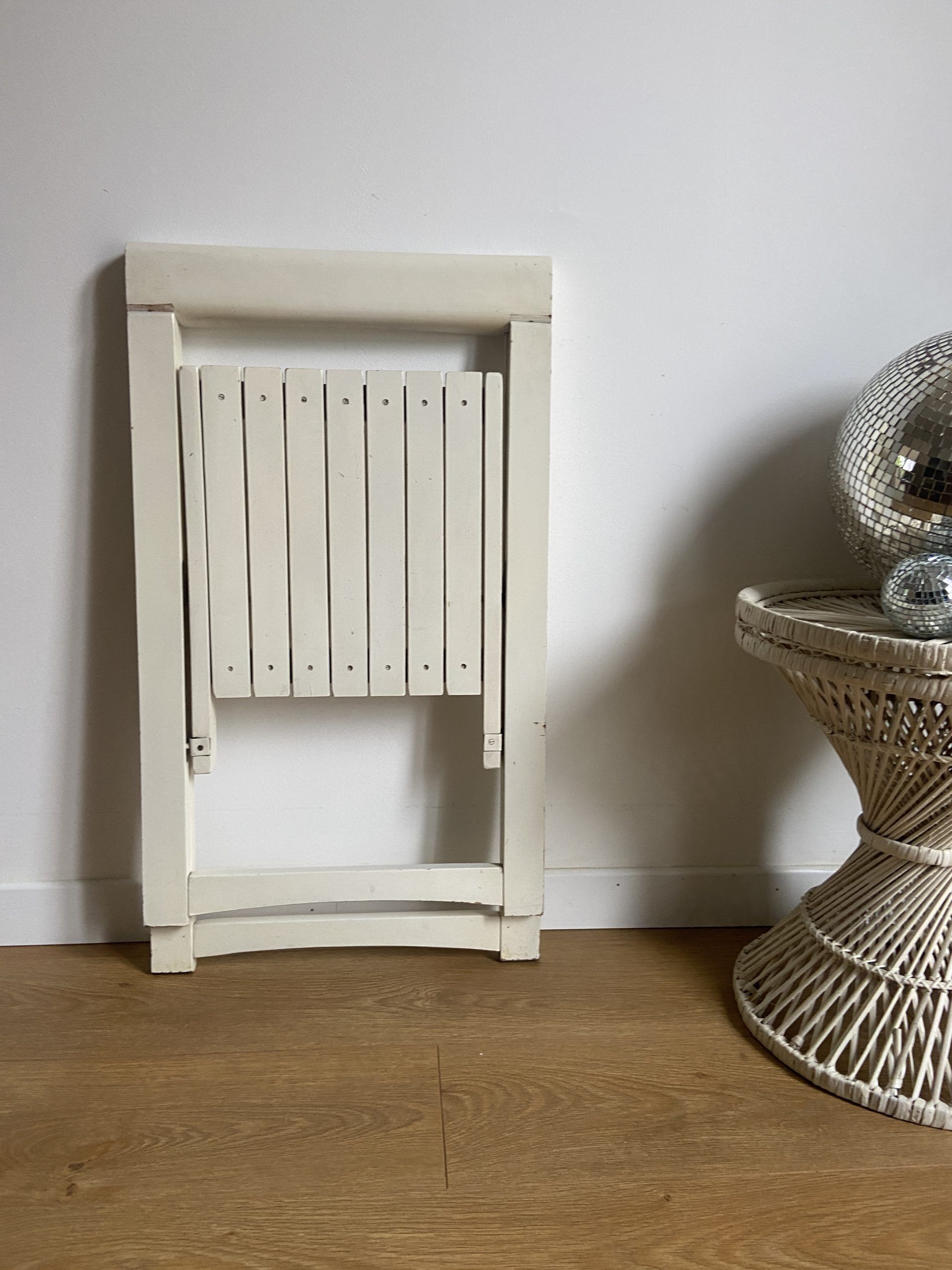 White folding vintage chair