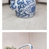 Chinese teapot in blue and white porcelain square handle
