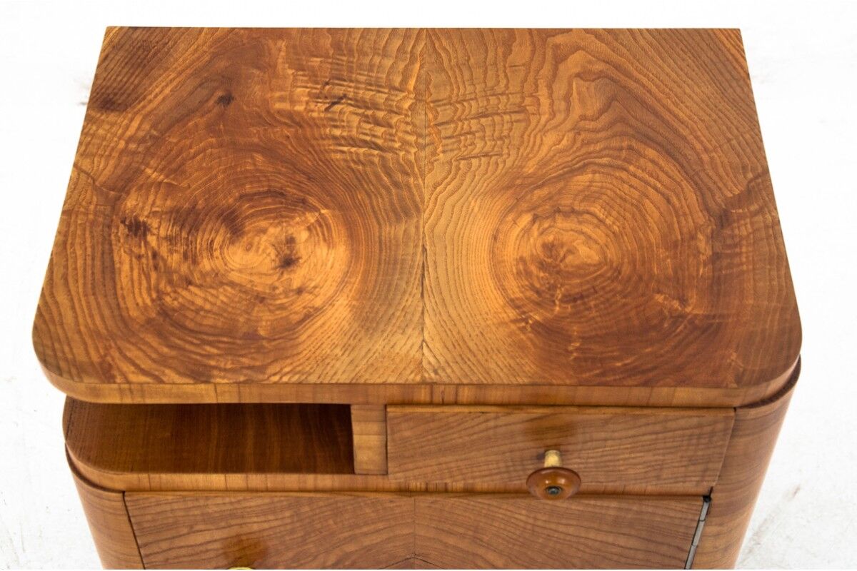 Pair of art deco bedside tables, Poland, 1950s