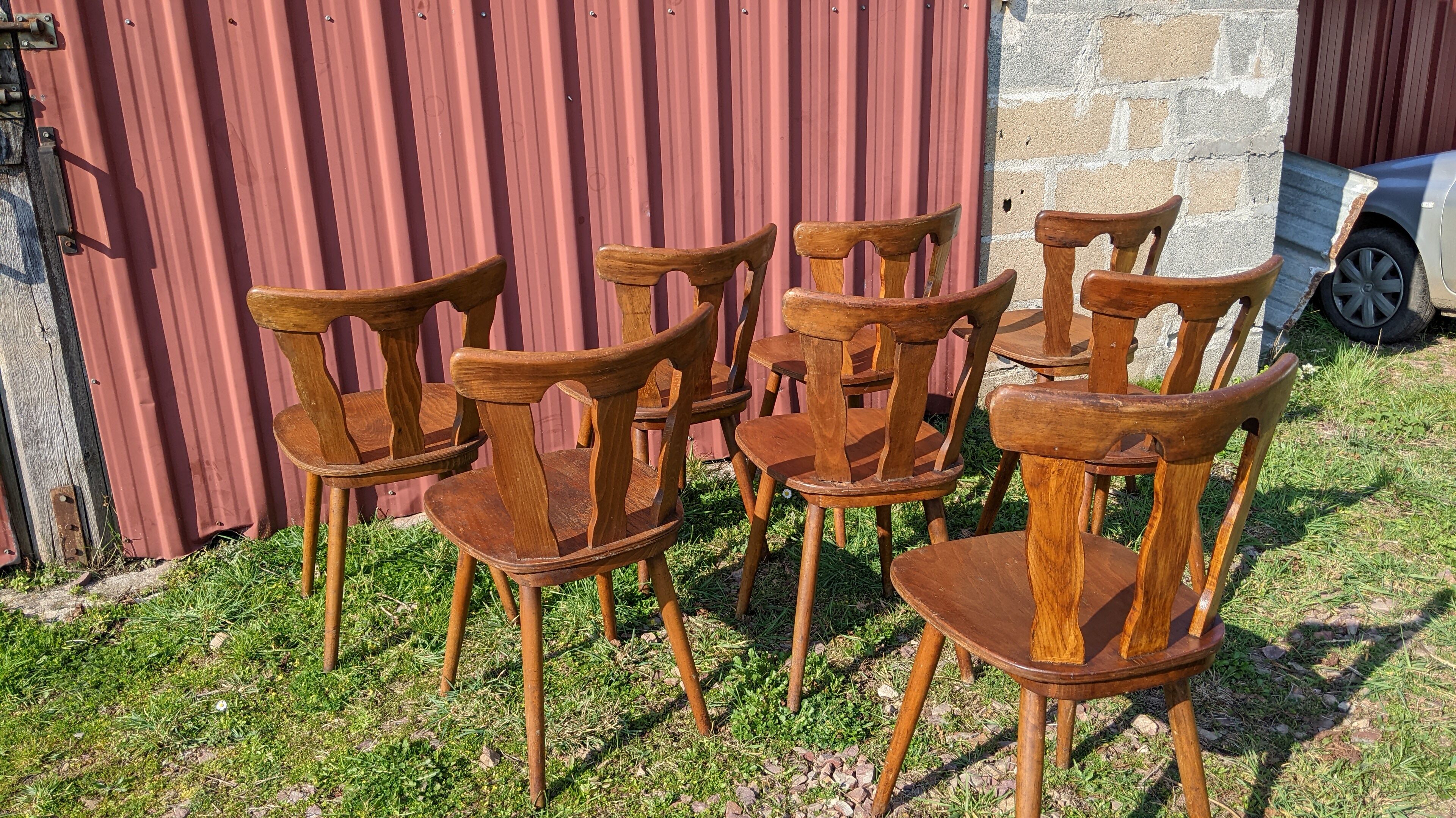 Série de 8 chaises de bistrot manufacture macorest kingersheim circa 1950
