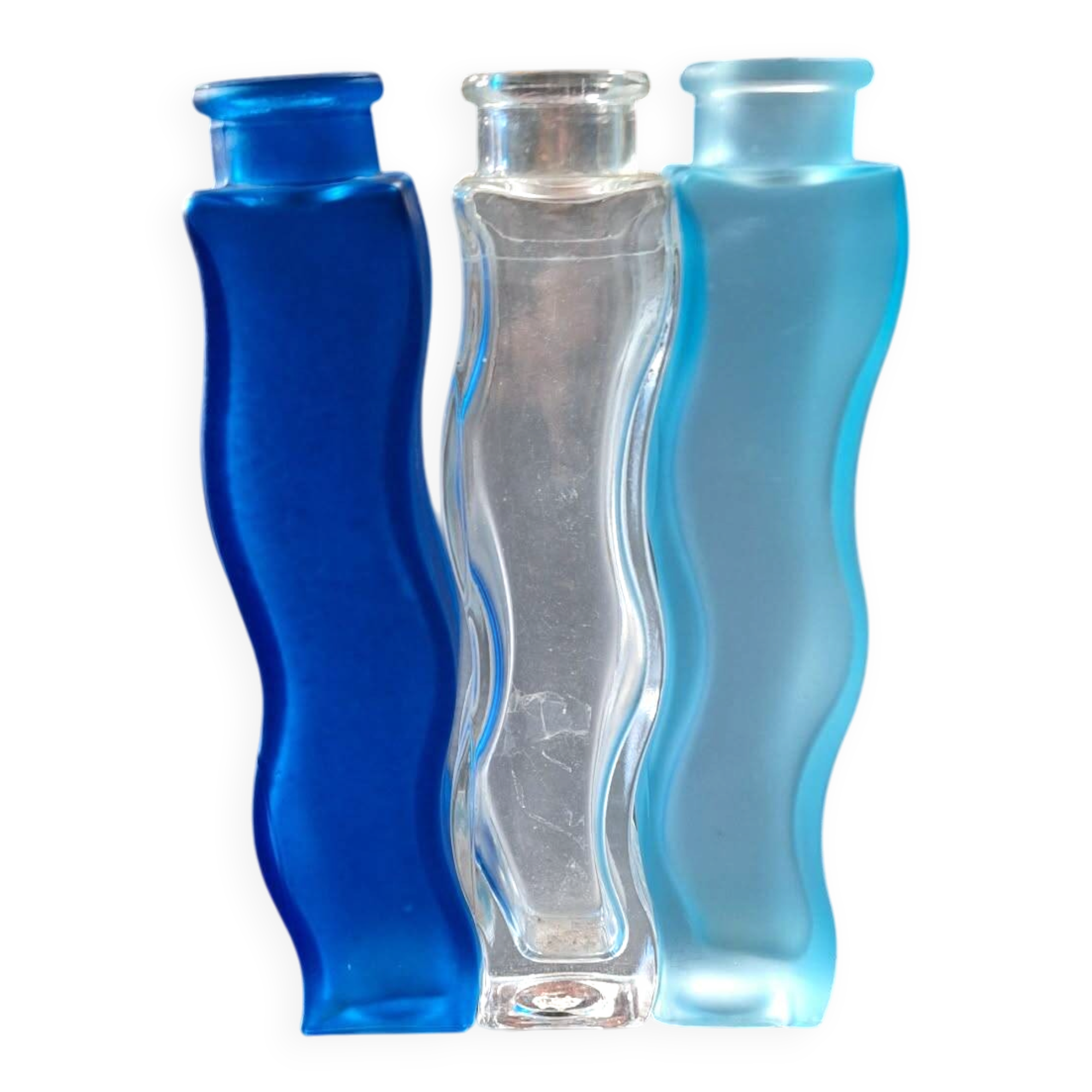 Trio de vases bleus