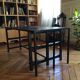 Black metal desk table