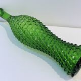 Empoli bottle vintage carafe in green diamond point glass Italy