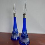 Paire de carafes cobalt