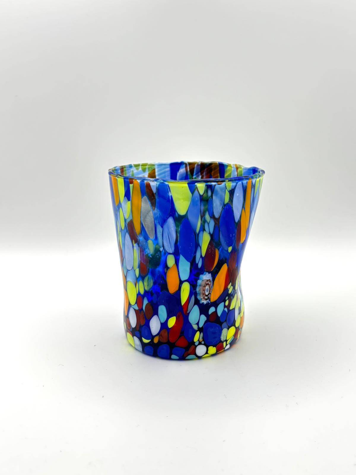 Set of 6 blown glass glasses with Murano murrine.