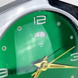 Réveil space age diamond métal chromé et cadran vert 70's