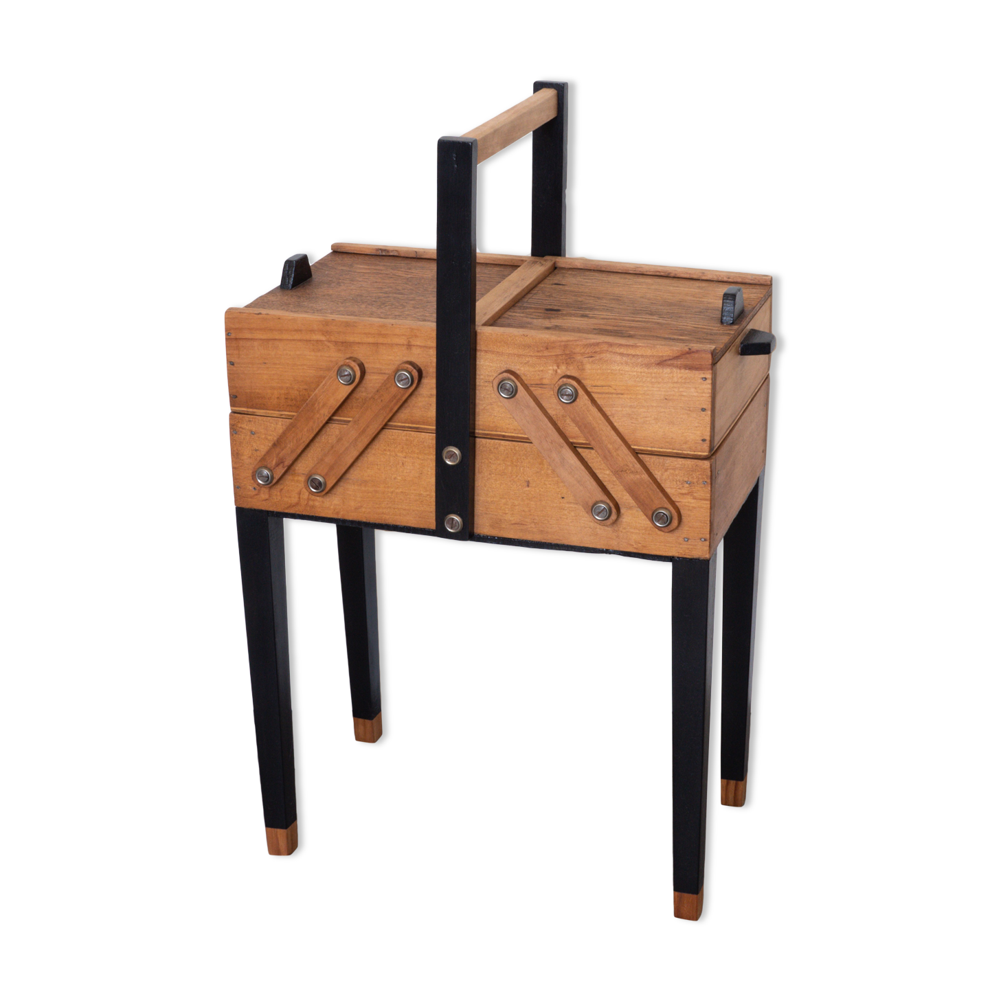 Old wood worker, black feet, blue interior
