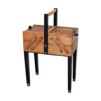 Old wood worker, black feet, blue interior