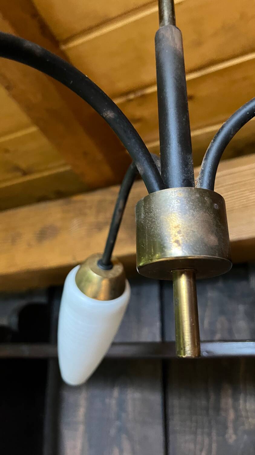 Brass/metal pendant light 3 arms 50s/60s