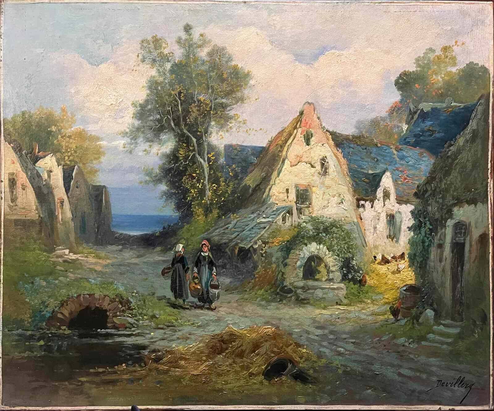 Pendant of HST Paintings "Animated farmyard" Paul DEVILLERS (XIX-XX)