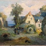 Pendant of HST Paintings "Animated farmyard" Paul DEVILLERS (XIX-XX)