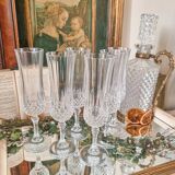 6 Champagne flutes, Arques crystal, Longchamp model