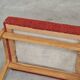 Ton bystrice stool (thonet) wood and orange patterned fabric 1960