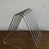 Chrome space age record magazine rack, 1970s