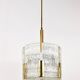 Kalmar Suspension Tambour Drum, Brass, Frosted Textured Glass, Austria, 1960s