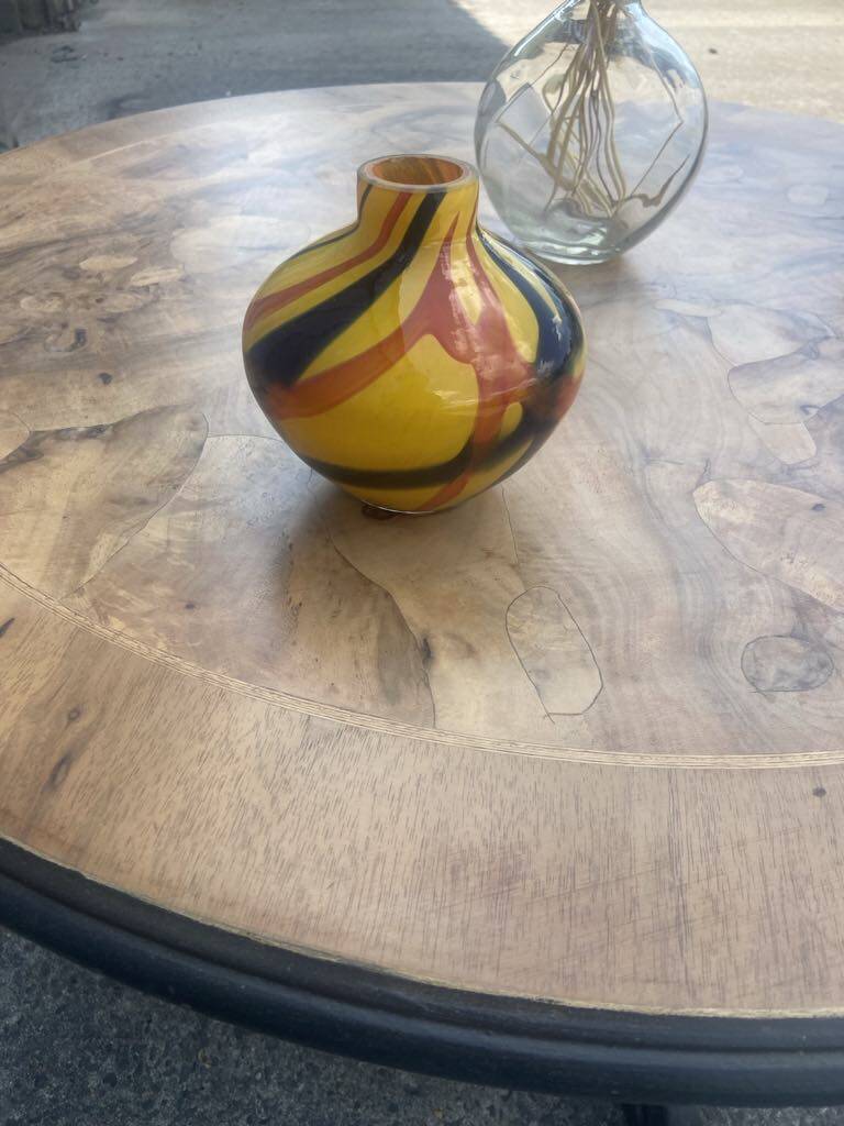 Round burr walnut coffee table