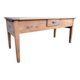 Antique solid cherry farmhouse table with 3 drawers and 1 pull out.